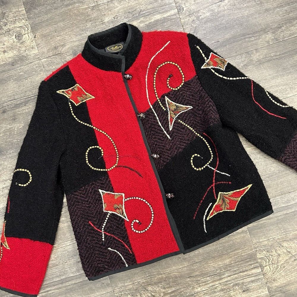 Vintage Allure Artsy Boucle Jacket Women Size PS Petite Venetian Murano Buttons